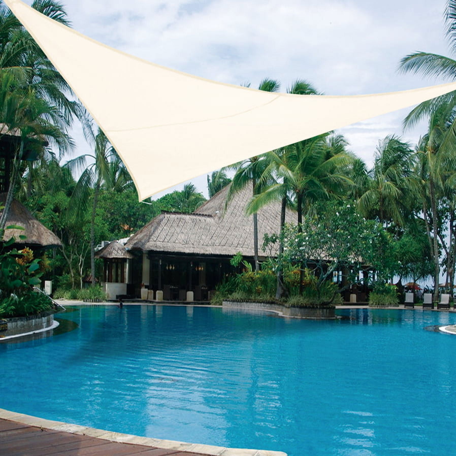 12’ Triangle Sun Shade Sail UV Top Outdoor Canopy Patio Lawn Backyard Cover Pool-Ecru