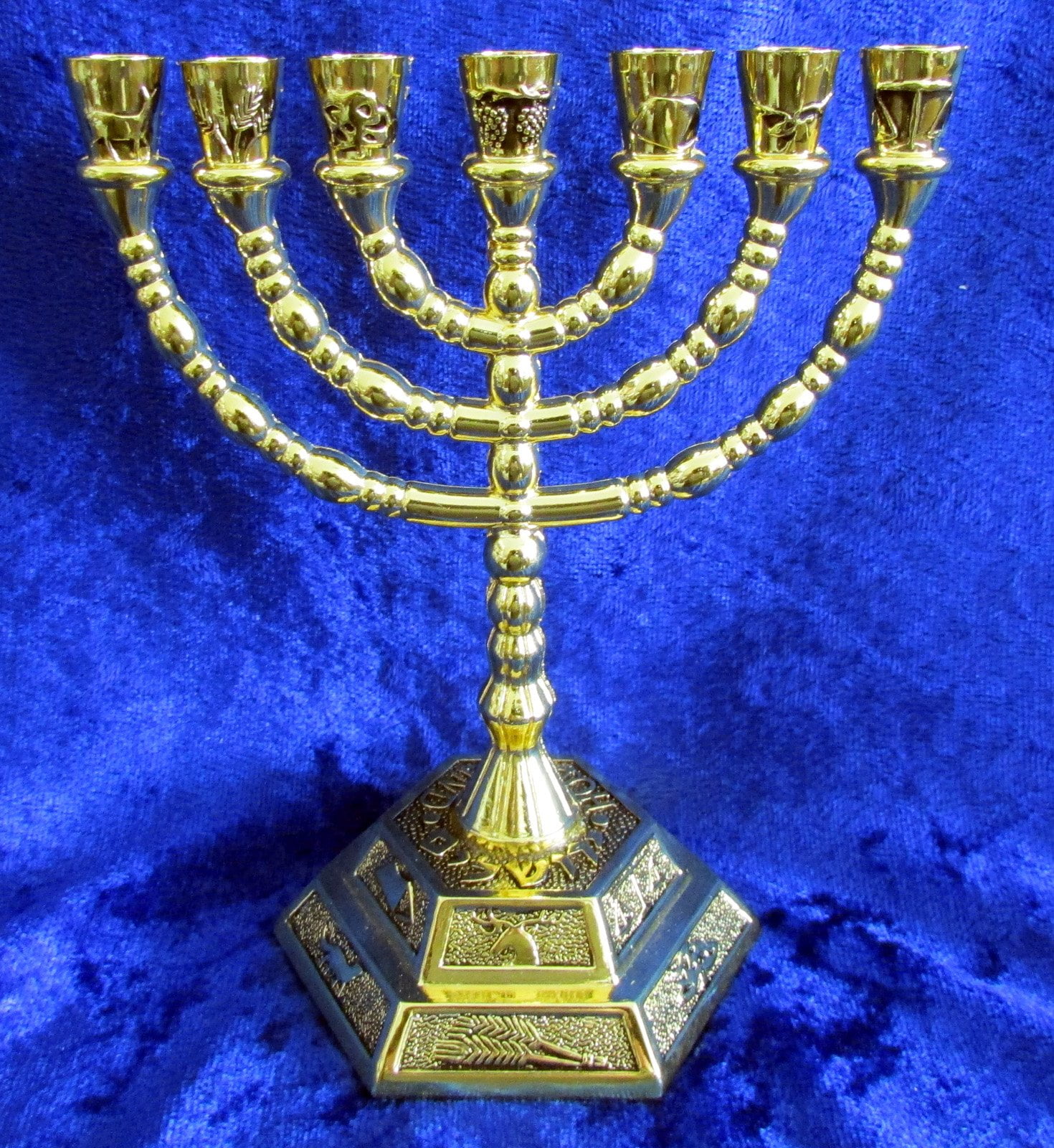 SHOFARS FROM AFAR 12 Tribes of Israel Jerusalem Temple Menorah choose from 3 Sizes Gold or Silver (Gold, 5" Inches)