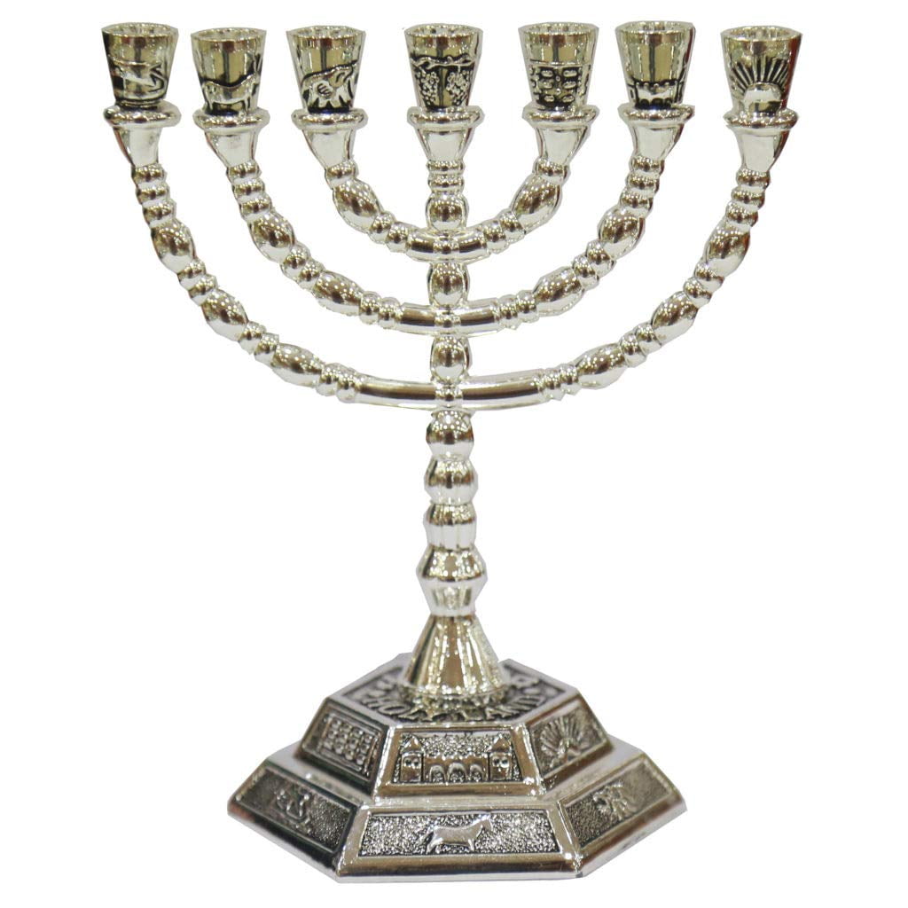 SHOFARS FROM AFAR 12 Tribes of Israel Jerusalem Temple Menorah choose from 3 Sizes Gold or Silver