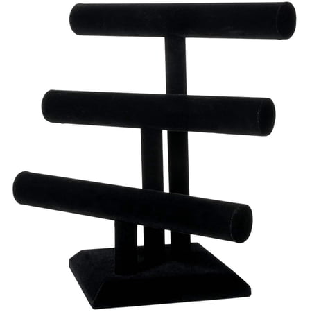 12" Triple Bar Black Velvet Jewelry Stand by Bead Landing