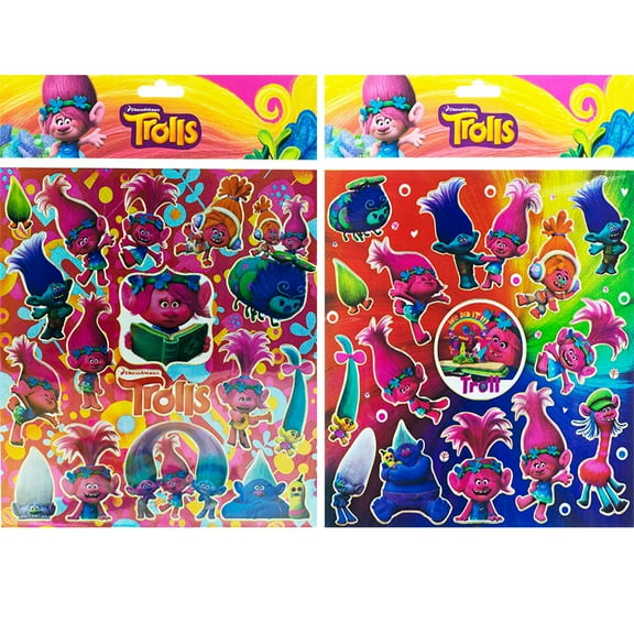 12 Trolls Big Size Stickers