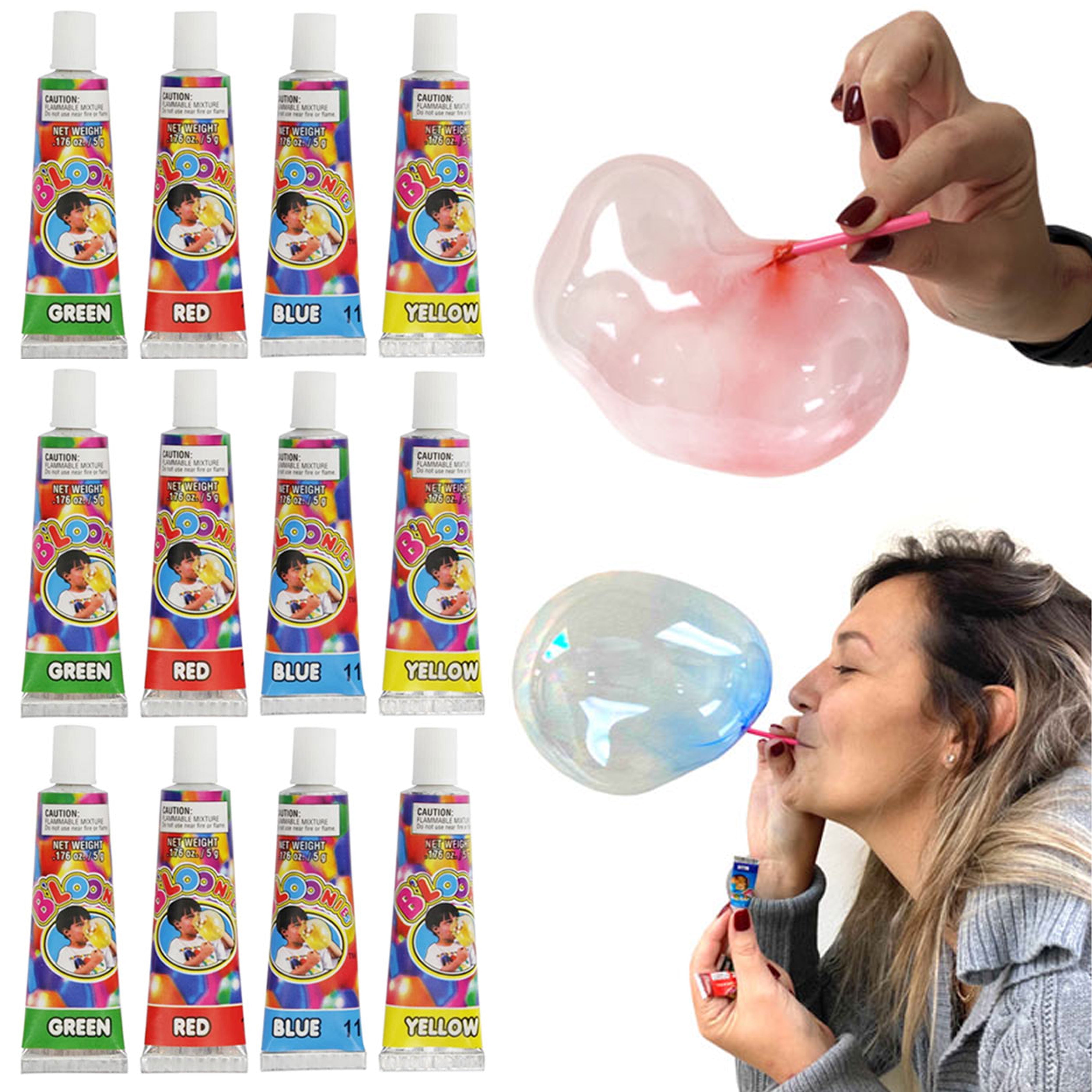 B'loonies Blow Plastic Balloons - 2 Packs With 16 Tubes & Straws, Assorted Colors! Fun For Kids & Adults.
