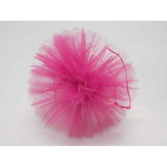 12" Tulle Fabric Pom Pom Balls Fuchsia (4 Pieces)