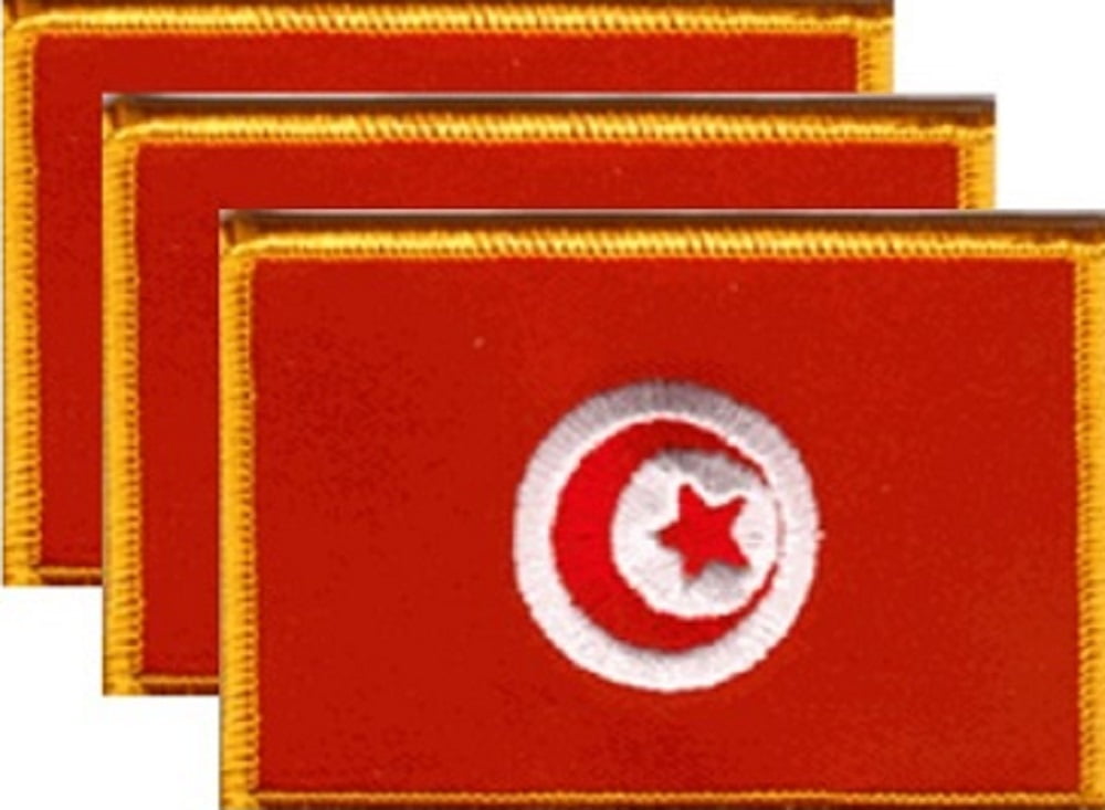 12 Tunisia Flag Patches, Embroidered Iron On or Sew On, Measures 3.50" x 2.25"