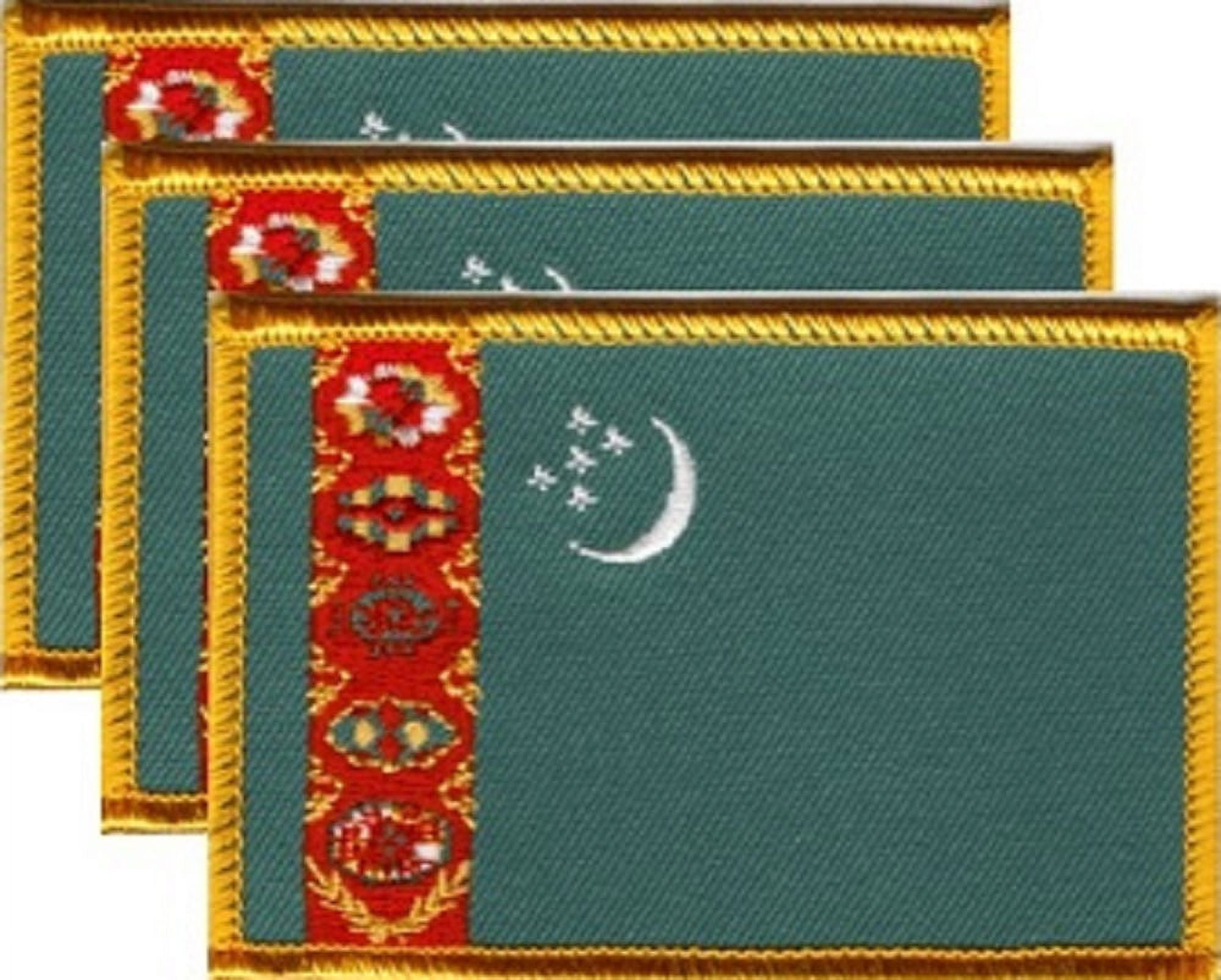 12 Turkmenistan Flag Patches, Embroidered Iron On or Sew On, Measures 3.50" x 2.25"