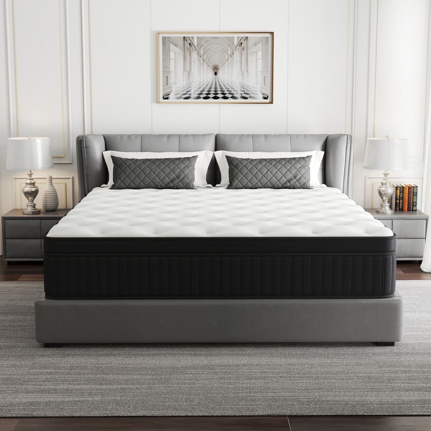 AMENDPATURE 12" Twin Hybrid Mattress,Gel Infused Memory Foam and Pocket Spring in a Box,Medium，Adult