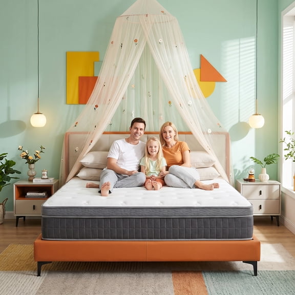 12" Queen Medium Firm Hybrid Mattress, Balanced Support with Motion-Free and Airflow Design