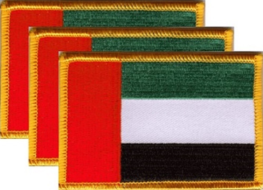 12 U.A.E Flag Patches, Embroidered Iron On or Sew On, Measures 3.50" x 2.25"