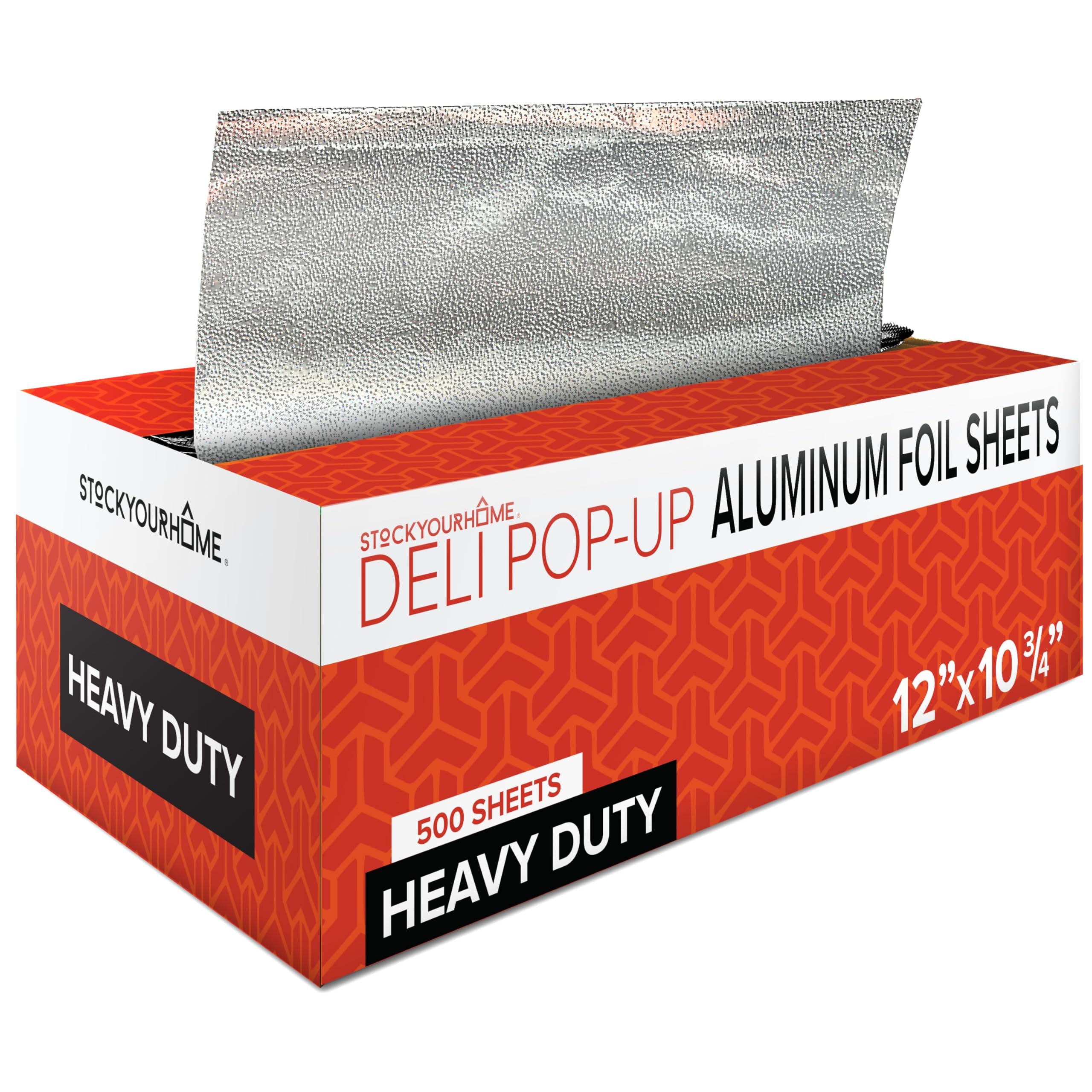 12” Ultra Heavy Duty Pop Up Deli Aluminum Foil Sheets, 500 Count Pre-Cut Foil Sheets, Heavy Duty Foil for Restaurant, Disposable Foil for Food, Tin Foil Sheets for Burrito, Hot Dog or Sandwich