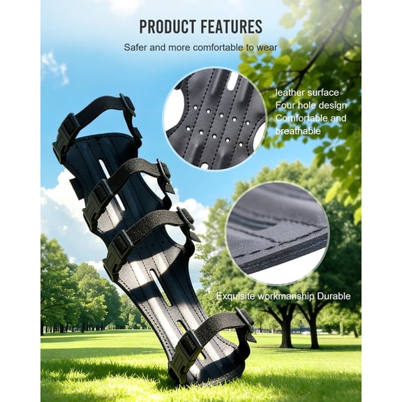 12" Ultra Light Weight Leather Arm Guard Adjustable 4 Strap for Archery 1pk
