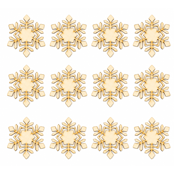 Factory Direct Craft Unfinished Wood Snowflake Cutouts, Pack of 12, 4.25 x 5 Inch Wooden Christmas Craft Shapes