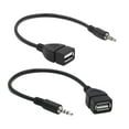 thumbnail image 1 of MP3 Adapter Cable Black Headset Adapter 3.5mm Female to USB Male Built-in Chip External Stereo Sound Card PVC, 1 of 1