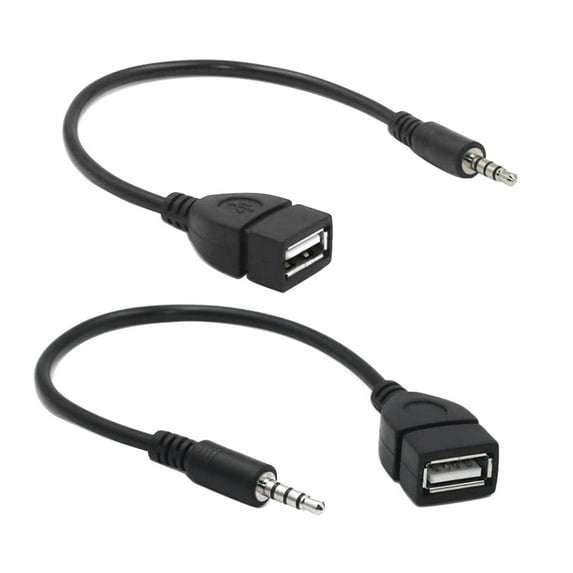 MP3 Adapter Cable Black Headset Adapter 3.5mm Female to USB Male Built-in Chip External Stereo Sound Card PVC
