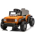 thumbnail image 1 of 12V Ride on Toy for Kids, 2-in-1 Truck/Go Kart Freely Switched, Ride on Car w/Remote Control, Creative Building Block Assembly, 4-Wheel Suspension, LED Lights, Electric Car for Boy Girl Gift (Orange), 1 of 7
