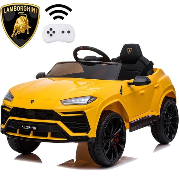 iYofe 12V Lamborghini Ride on Cars with Remote Control, Powered Ride on Toys with Music, USB/AUX Ports, LED Lights, 3 Speeds, 4 Wheels Electric Cars for Kids Toddlers Ages 3-5, Yellow