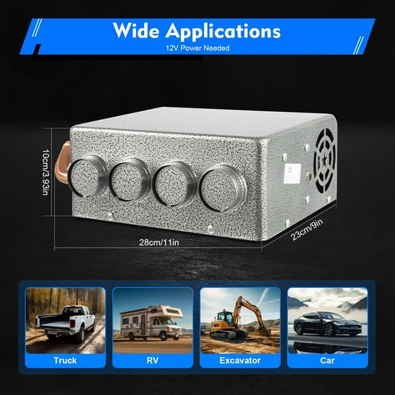 12 VOLT Universal Underdash Heater Heat w/ Speed Switch for Car or Truck 4 port