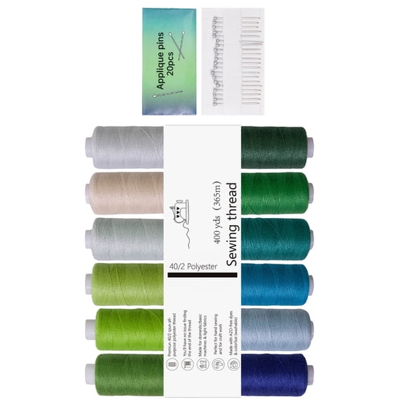 12 Varied Sewing Thread Spools With Wood Bobbins Strong Polyester for Home Tailoring