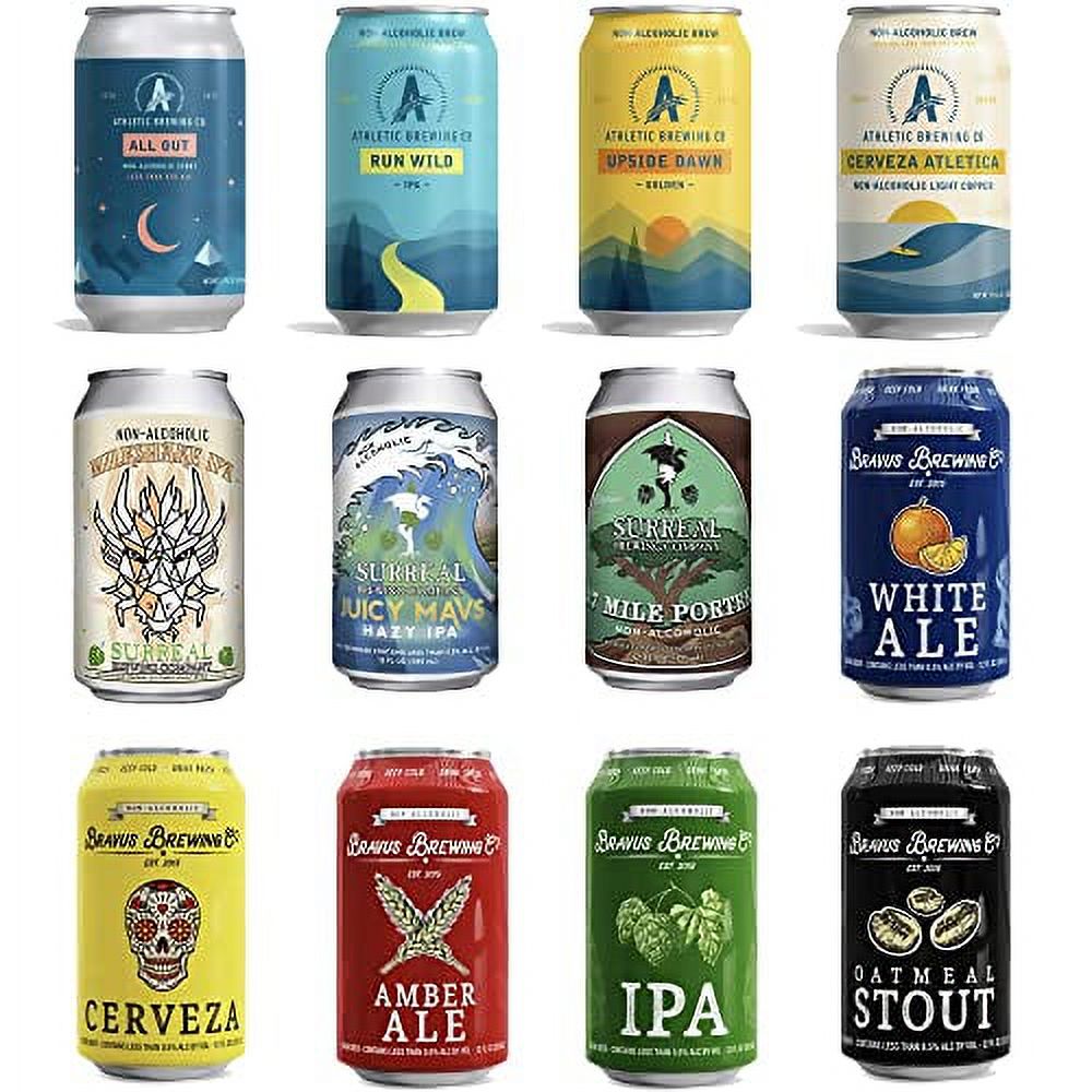 [12 Variety Pack] Premium Craft Brewery NonAlcoholic Beer Beverage