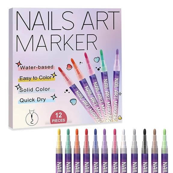 12 Vibrant Color Acrylic Art Markers, Quick Dry Waterproof DIY Pens for Beginners