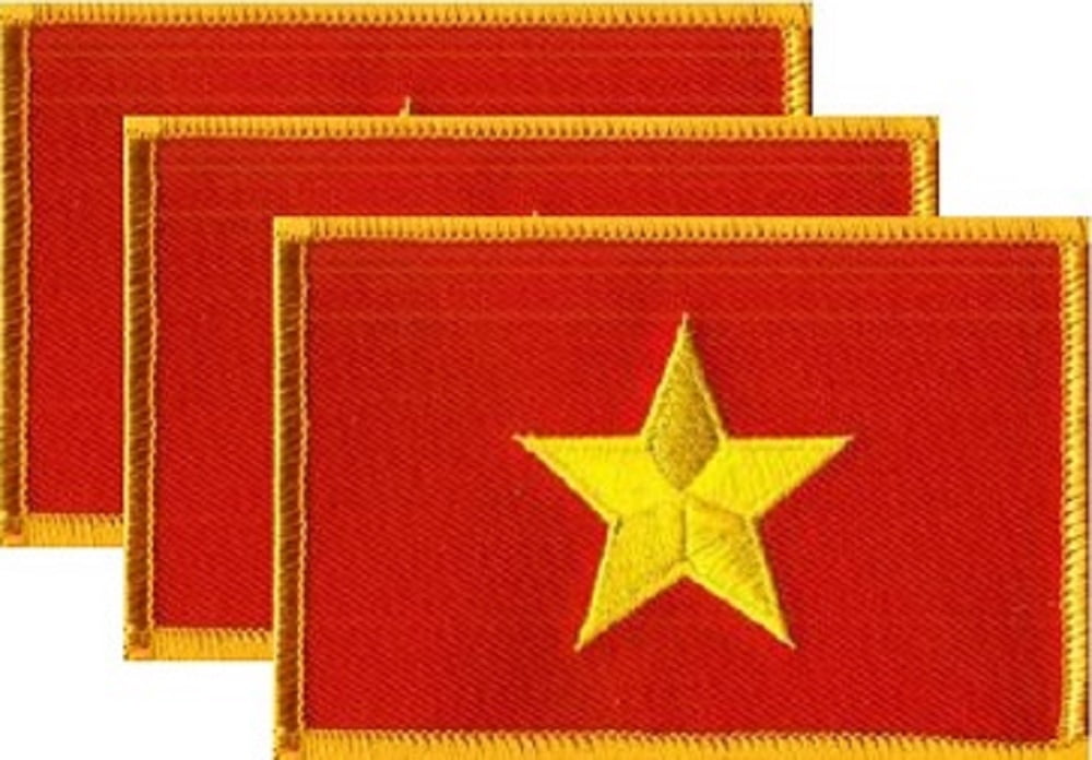 12 Vietnam Flag Patches, Embroidered Iron On or Sew On, Measures 3.50" x 2.25"