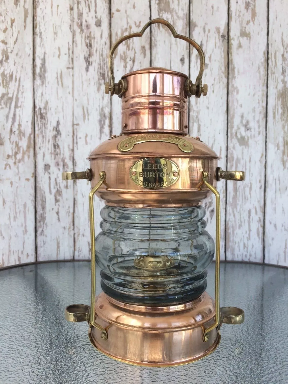 12" Vintage Brass Copper Anchor Oil Lamp Collectible Nautical Maritime Ship Lantern Oil lamp Boat Light
