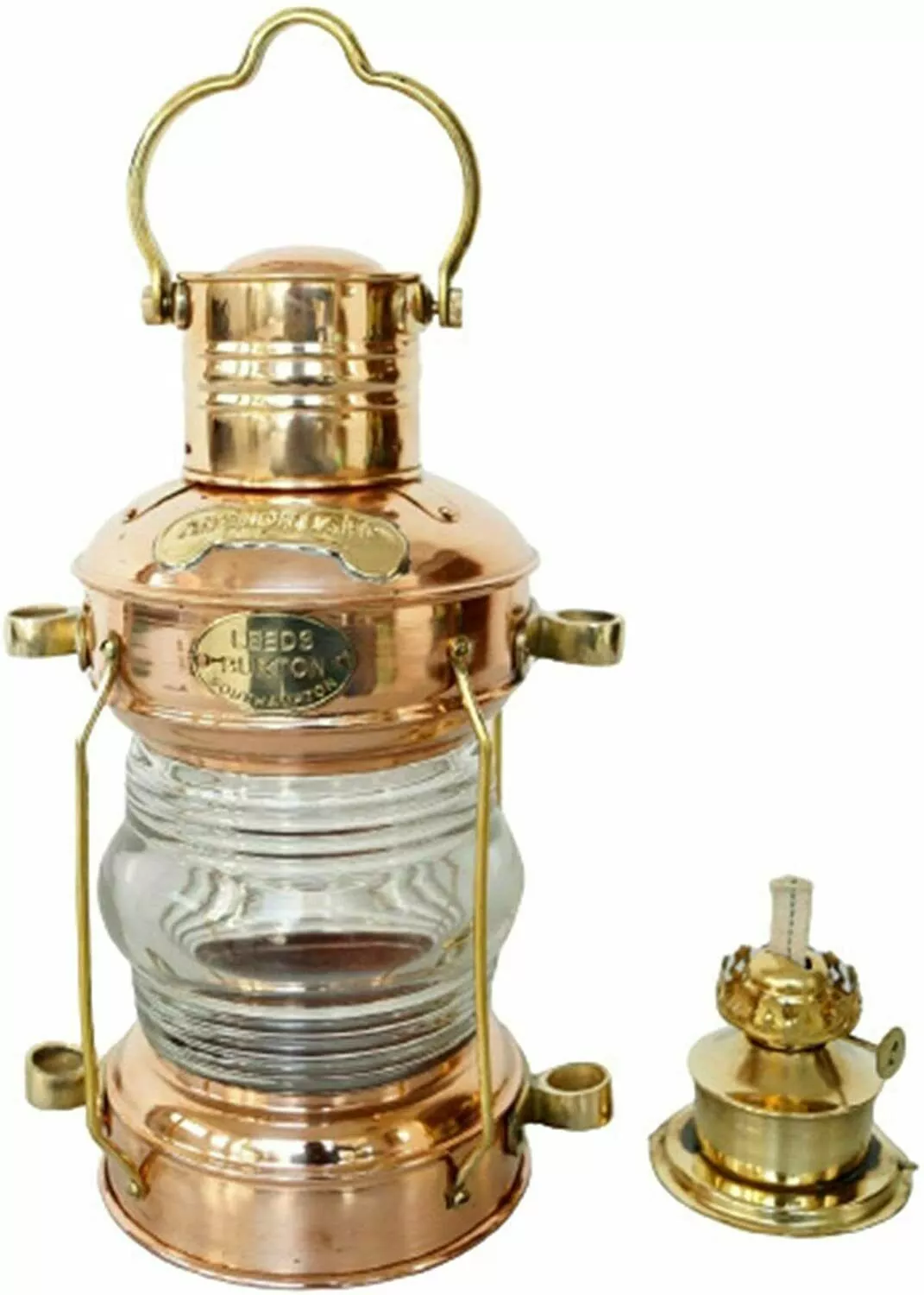 12" Vintage Brass Copper Anchor Oil Lamp Collectible Nautical Maritime Ship Lantern Oil lamp Boat Light