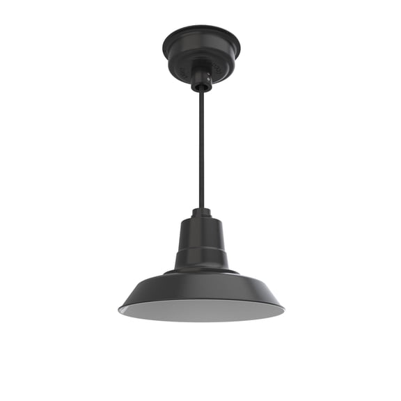 12" Vintage Pendant Barn Light in Black