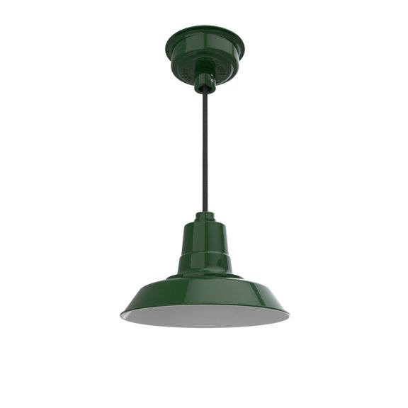 12" Vintage Pendant Barn Light in Green