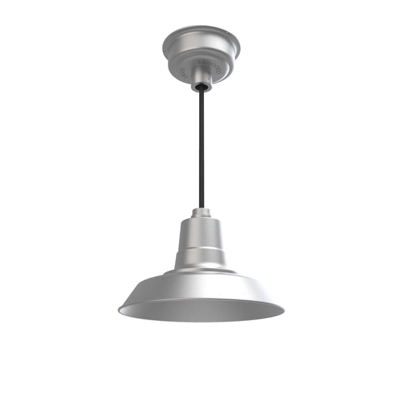 12" Vintage Pendant Barn Light in Silver