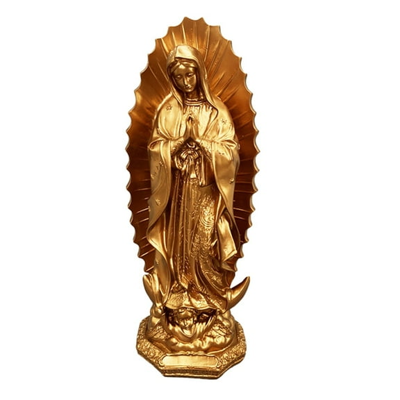 12" of Guadalupe Statue - Beautiful Resin Mary Figurine, Authentic Mexican Catholic Saint Statue for Home, Office & Religious Decor