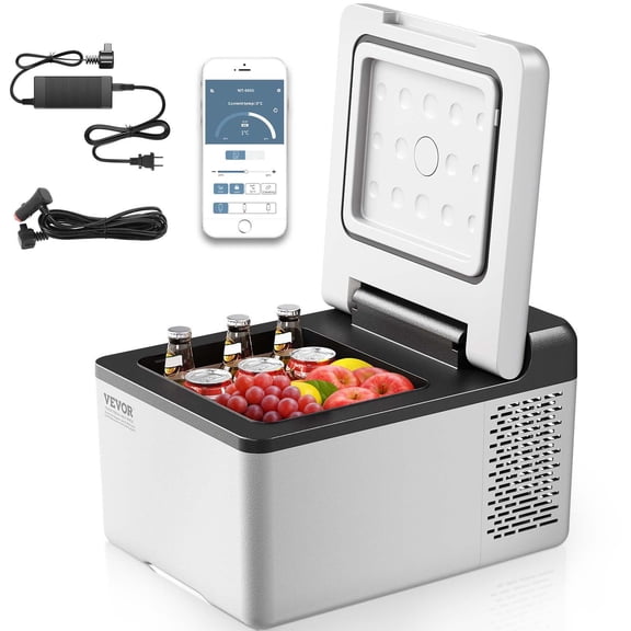 12 Volt 10 Quart Portable Mini Freezer Cooler APP Control 4 to 68 Degrees F Car Compressor Fridge 12V 24V DC 110 220V AC for Camping Road Trip Travel Outdoor Home