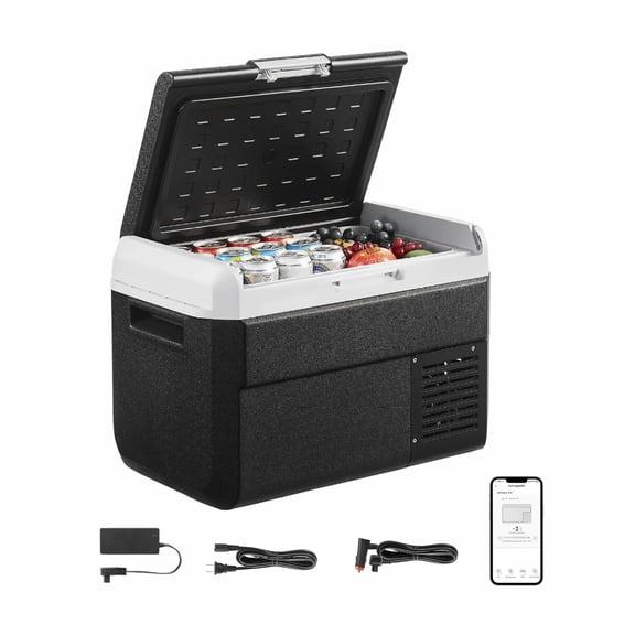 12 Volt Car Refrigerator - 26.4QT Portable Fridge Freezer, -4 to 68F Adjustable Temp, DC 12/24V & AC 100-240V, for Camping, RV, Travel, Quick Cooling