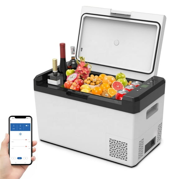 12 Volt Car Refrigerator, 26QT(25L) Portable Car Refrigerator, -8℉~68℉, Freezer Fridge Cooler 12/24V DC & 110-240V AC, APP Control Car Fridge for Camping, Travel, Truck, RV, Home