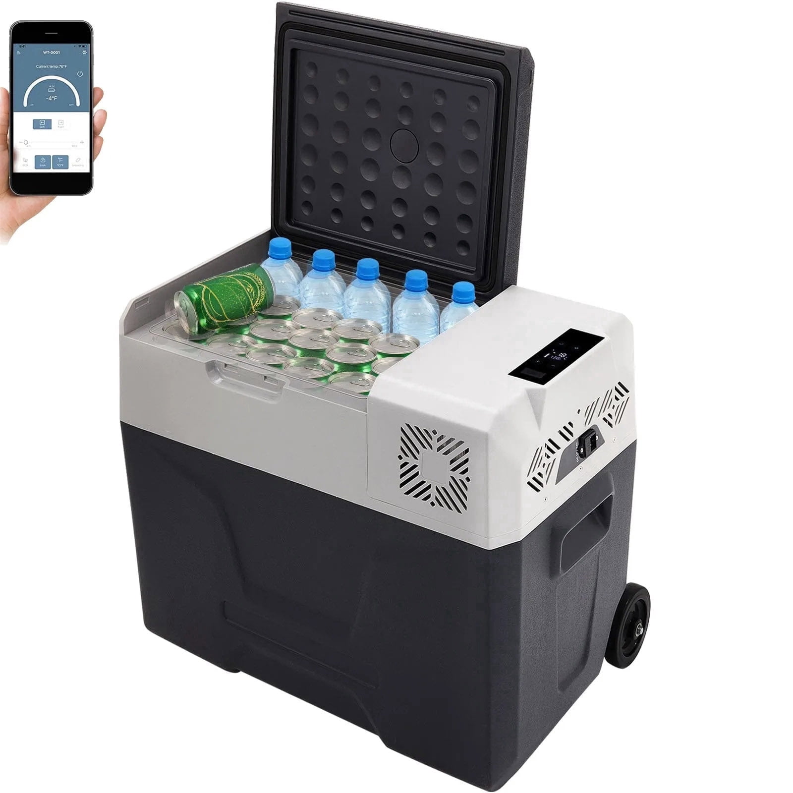 12 Volt Car Refrigerator 53 Quart(50L) Mini Fridge Portable Freezer Compressor Cooler for Truck Van RV Camper SUV Travel Camping Road Trips Tailgating -4℉~68℉