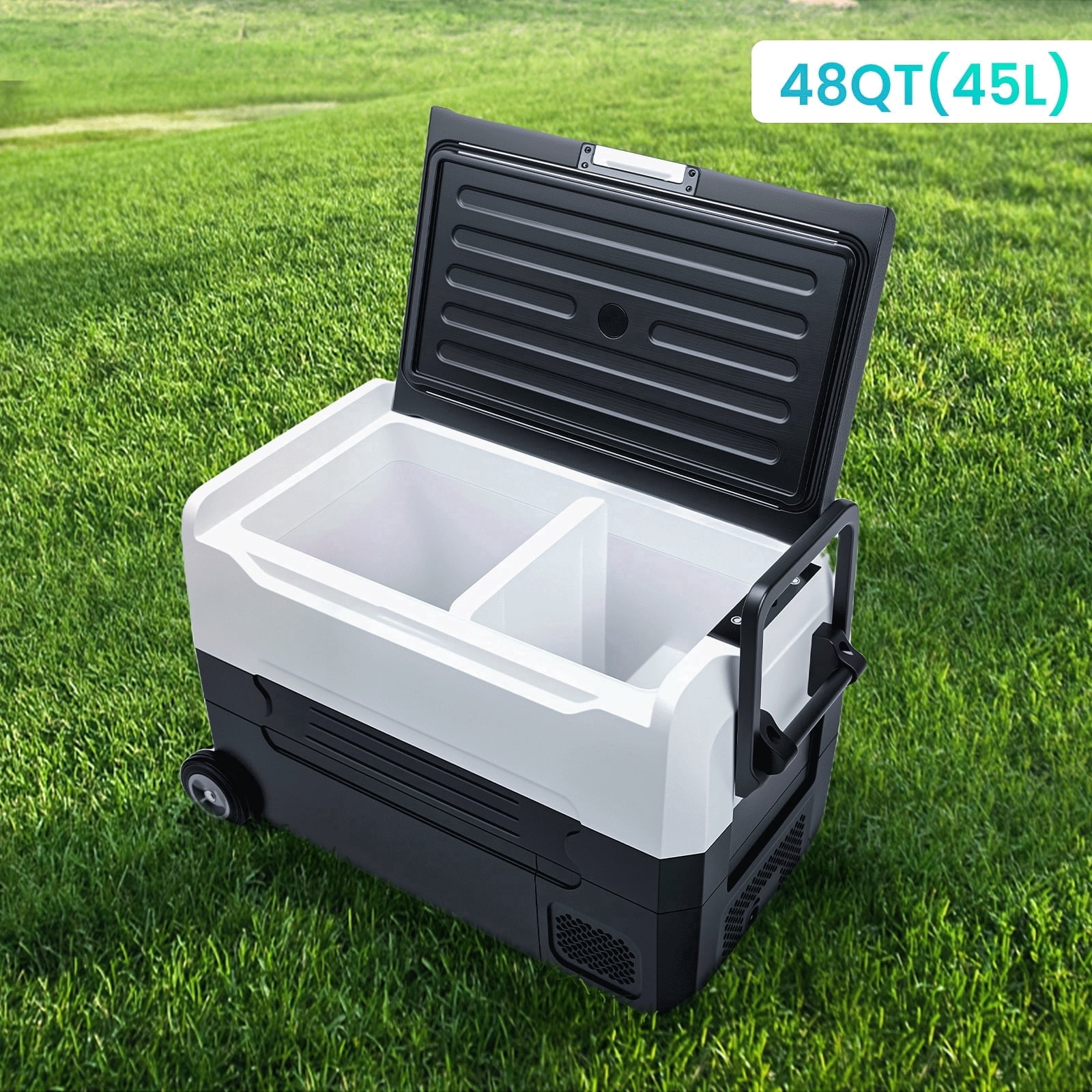 12 Volt Car Refrigerator, 58QT(55L) Dual Zone Portable Car Fridge Freezer -4℉-68℉ Electric Cooler Dual Temp Control Cooling Freezing 12/24V DC & 100-240V AC for Travel, Camping, RV, Road, Home