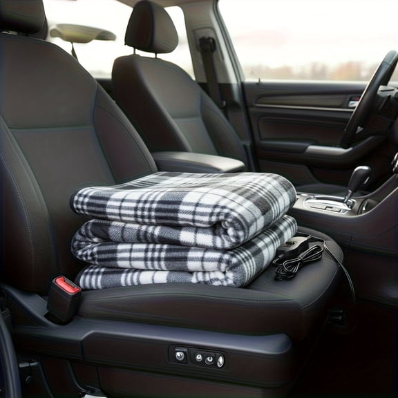 12-Volt Electric Heated Car Blanket, Portable Heated Blanket with Auto Off, Electric Blanket for Car, Truck, SUV, Winter Car Accessories for Women, Girly Car Stuff, As A Christmas Gift