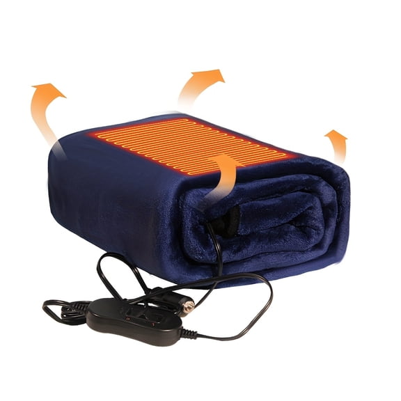 12-Volt Flannel Heated Car Blanket For Winter, Portable Electric Heating Blanket For Travel, Use In Truck, SUV & RV, A Gift For Christmas, Without Battery