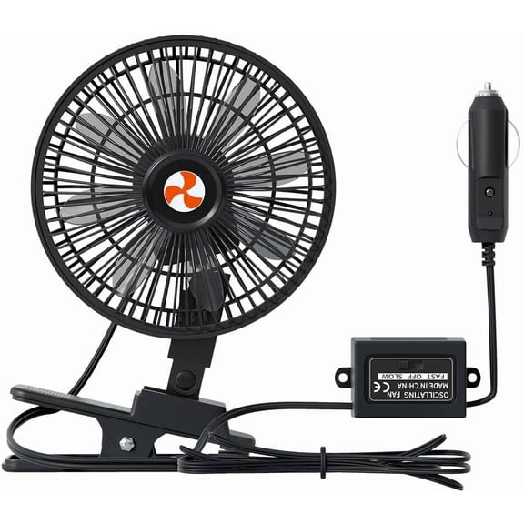 12 Volt Oscillating Fan, Portable Car Fan Wide-Bound Cooling Ventilation, Car DC Clip Fan, Truck, RV, Automotive 12v Fan