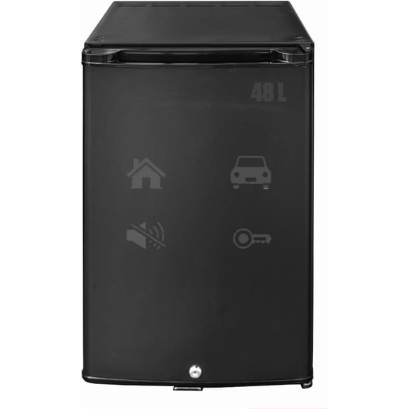 12 Volt RV Fridge With Lock and Key, 1.76 Cu. Ft Small Silent Lockable Upright Mini Refrigerator for Semi Truck, 12v/110v Cooler Quiet No Noise for Office Apartment Bedroom Marine Dorm Patio, Black