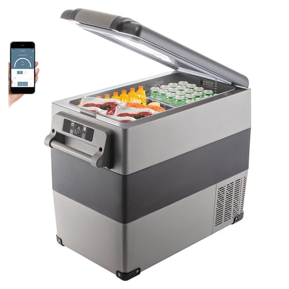 12 Volt Refrigerator 58 Quart, Dual Zone Portable Fridge Freezer, Car Refrigerator for Road Trips, RV Camping, DC 12/24V & AC 110-240V