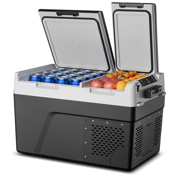 12 Volt Refrigerator, 61QT Dual Zone Electric Car Cooler for Camping, Road Trip and Outdoor Food Storage