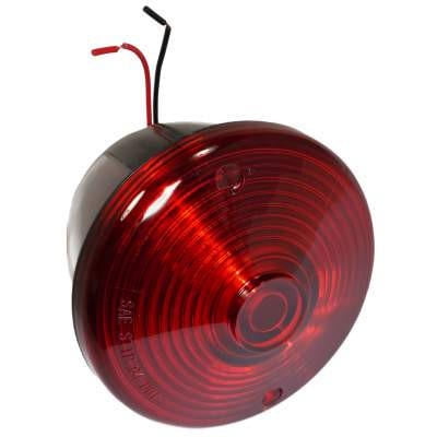 12 Volt Round Red Tail Light Assembly w/ License Lamp Window