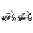 thumbnail image 1 of 12"W, 7"H Black Metal Bike Sculpture with Wood Accents, by DecMode (2 Count), 1 of 9