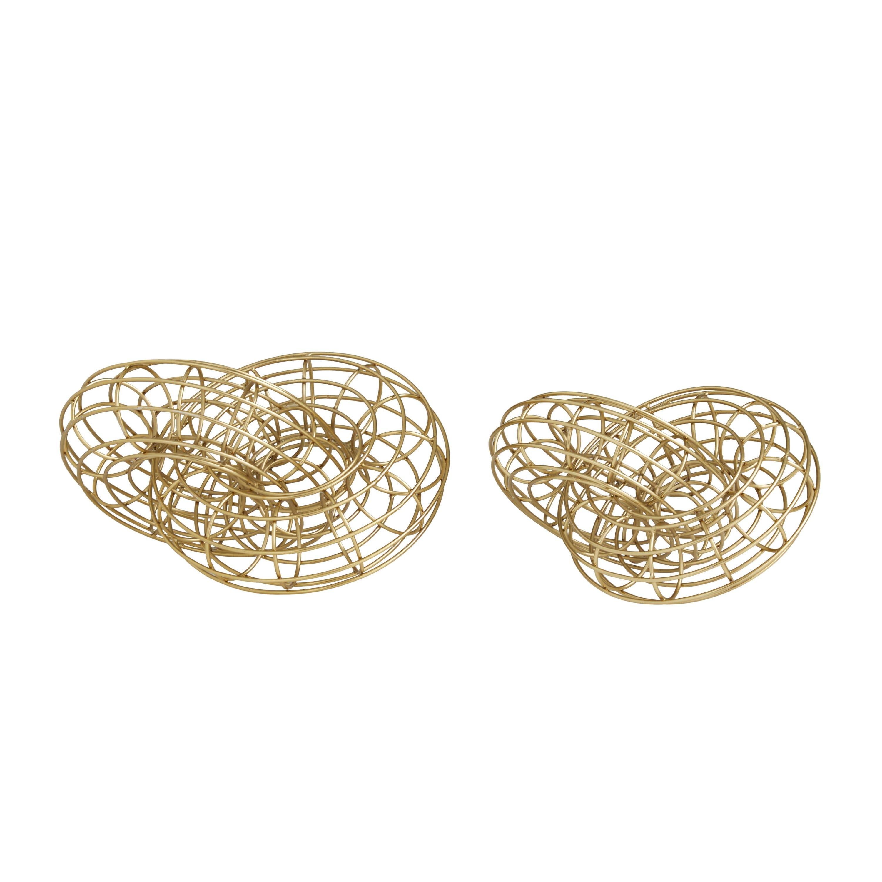 12"W, 7"H Gold Metal Wire Chain Sculpture, by DecMode (2 Count)
