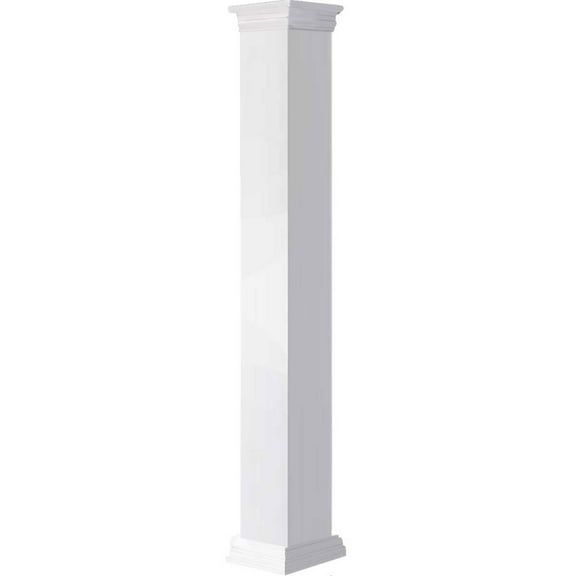 12"W x 04'H Craftsman Classic Square Non-Tapered, Smooth Column, Prairie Capital & Prairie Base