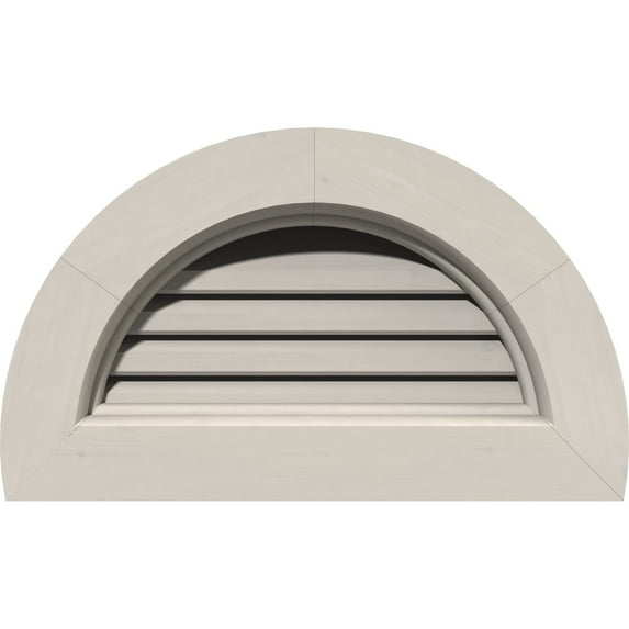 12"W x 06"H Half Round Gable Vent (17"W x 11"H Frame Size): Primed, Functional, Smooth Western Red Cedar Gable Vent w/ Brick Mould Face Frame