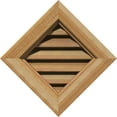 thumbnail image 1 of 12"W x 12"H Diamond Gable Vent (18 3/8"W x 18 3/8"H Frame Size): Unfinished, Functional, Rough Sawn Western Red Cedar Gable Vent w/ Brick Mould Face Frame, 1 of 12
