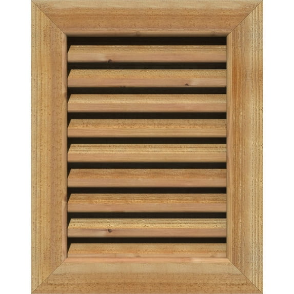 12"W x 12"H Rectangle Gable Vent (17"W x 17"H Frame Size): Unfinished, Functional, Rough Sawn Western Red Cedar Gable Vent w/ 1" x 4" Flat Trim Frame