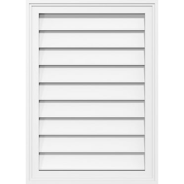 12"W x 12"H Rectangle Surface Mount PVC Gable Vent: Functional, w/ 2"W x 1-1/2"P Brickmould Frame