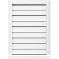12"W x 12"H Rectangle Surface Mount PVC Gable Vent: Functional, w/ 2"W x 2"P Brickmould Sill Frame
